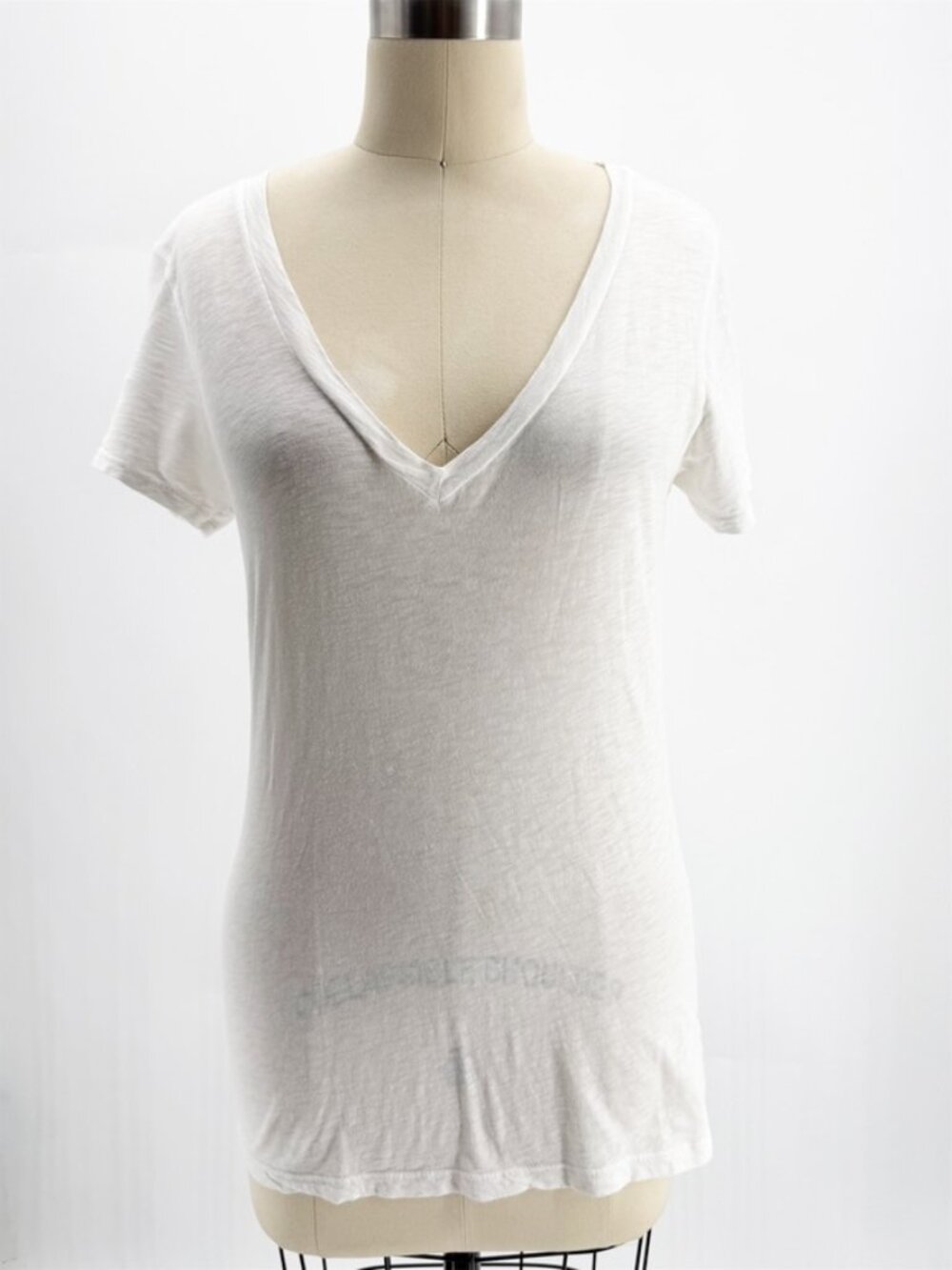 Velvet by Graham & Spencer Lilith Cotton Slub V-Neck Tee | White - Picture 2 of 11